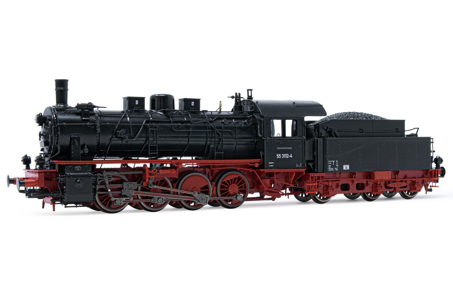 Rivarossi HR2810S DR Steam Locomotive Class 55.25 (ex Pr. G 8.1) Black/Red Livery Period III with DCC Sound Decoder HO Scale