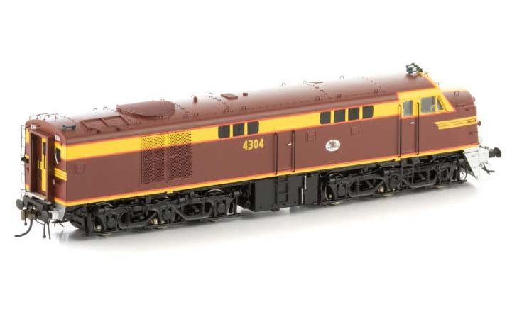 Auscision NSW 43 Class Locomotive 43-6 4304 HO Scale. Indian Red with Silver Pilot.